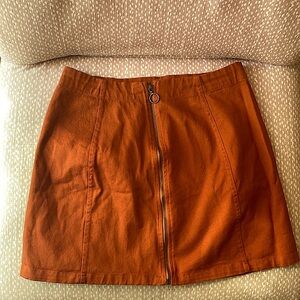 Burnt Orange Zip-Up Mini Skirt